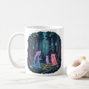 Taza De Café Espíritus del Bosque Encantado Cabaña Mágica Cotta
