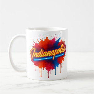 Taza De Café Esplash de pintura colorida de la Neón de Indianáp