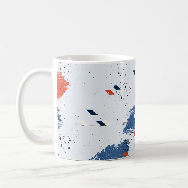 Taza De Café Esplusa de pintura azul y roja y pincel (Izquierda)