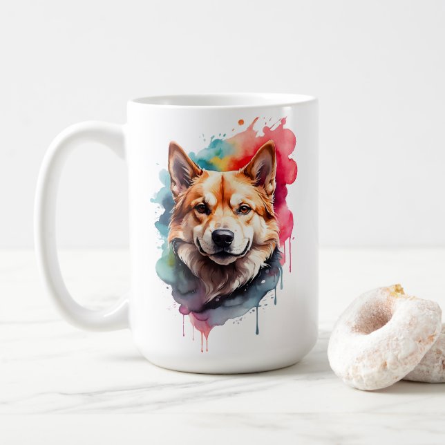 Taza De Café Esplusa de retrato de arte de manchas de perro de  (Con donut)
