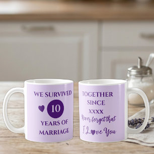 Taza De Café Esposa 10 años de matrimonio año púrpura