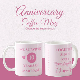 Taza De Café Esposa 10 años de matrimonio el año pasado rosa