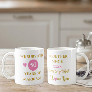 Taza De Café Esposa 50 años de matrimonio año rosa