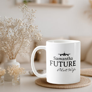 Taza De Café Esposa de futuro piloto Avión Boda simple 