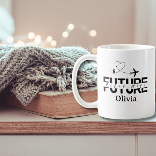 Taza De Café Esposa de futuro piloto Corazón Avión Viaje Boda