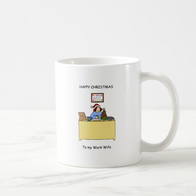 Taza De Café Esposa del trabajo de las felices Navidad (Derecha)