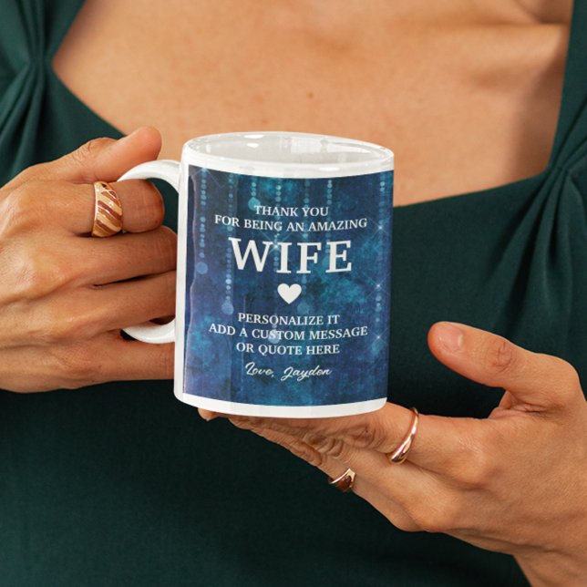 Taza De Café Esposa Gracias Mensaje Cordial Personalizado (Wife Thank You Heartfelt Message Personalized Coffee Mug
)