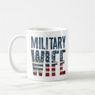 Taza De Café Esposa militar patriótica roja, blanca y azul