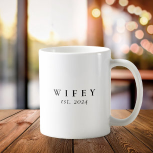 Taza De Café Esposa Minimalista Moderna Personalizada Novia