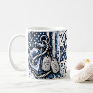 Taza De Café Esposa orgullosa de la Marina anclada en el amor n