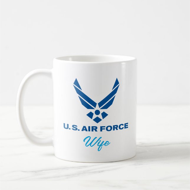 Taza De Café Esposa personalizada de la Fuerza Aérea de Estados (Izquierda)