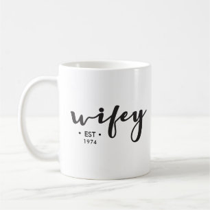 Taza De Café Esposa personalizado, año establecido aquí persona