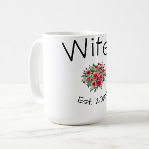 Taza De Café Esposa roja floral est Año futura esposa día de Sa