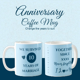 Taza De Café Esposo 10 años de matrimonio año este azul