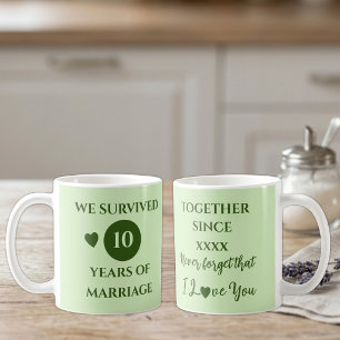 Taza De Café Esposo 10 años de matrimonio año verde