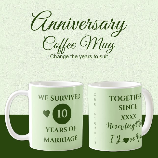 Taza De Café Esposo 10 años de matrimonio Año Verde (Subido por el creador)