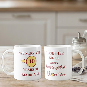 Taza De Café Esposo 40 años de matrimonio año amarillo rojo