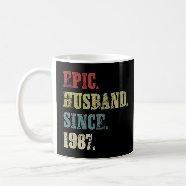 Taza De Café Esposo épico desde 1987 35º Aniversario Boda (Izquierda)
