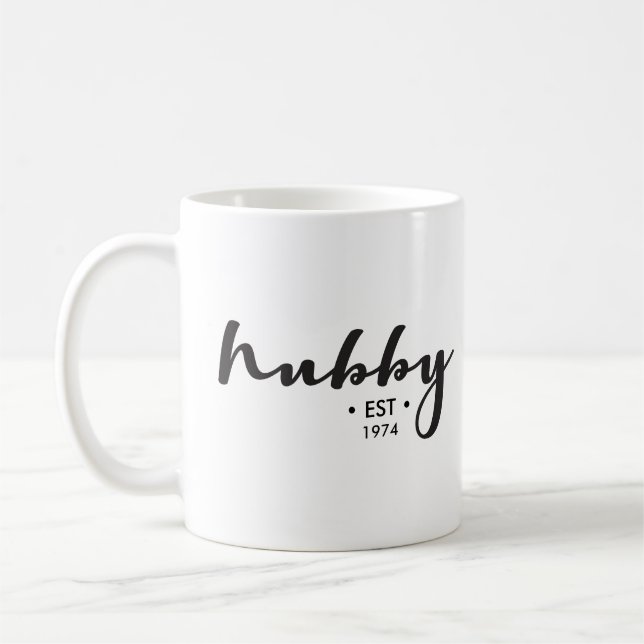 Taza De Café Esposo personalizado, año de establecimiento aquí, (Izquierda)