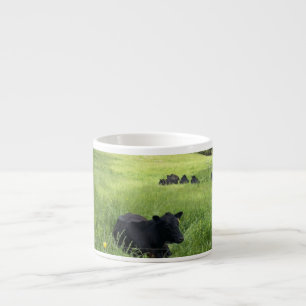 taza de café espresso de vaca negra