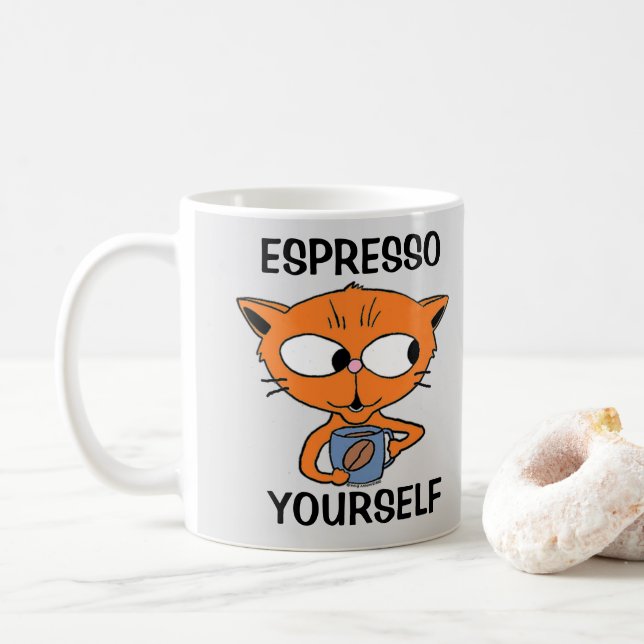 Taza De Café ESPRESSO MISMO Café Pun humorístico (Con donut)