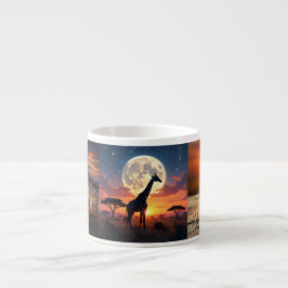 Taza de café espresso puesta del sol del león afri