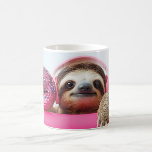 Taza De Café Espuma divertida con audífonos rosados y bola disc