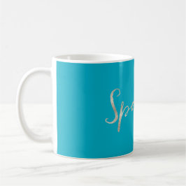 Taza De Café Espuma plateada brillante Aqua Blue