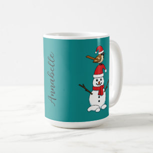Taza De Café Espuma suave en Snowman Añadir nombre