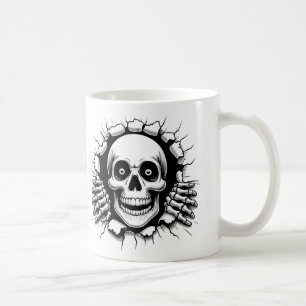 Taza De Café Esqueleto 3D rompiendo el fondo de Halloween