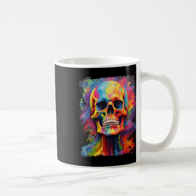 Taza De Café Esqueleto arcoiris Anatomía asusta Halloween (Derecha)