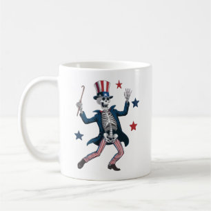 Taza De Café Esqueleto Bailando el 4 de Julio