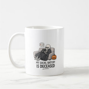 Taza De Café Esqueleto Batería Social Fallecida Divertido Hallo