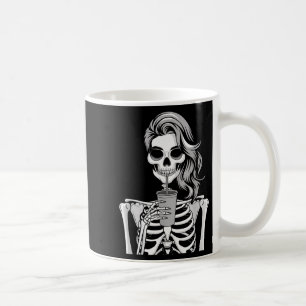 Taza De Café Esqueleto bebiendo bebida monocromo gótico Hallowe