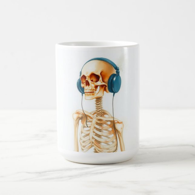 Taza De Café Esqueleto con auriculares  (Centro)