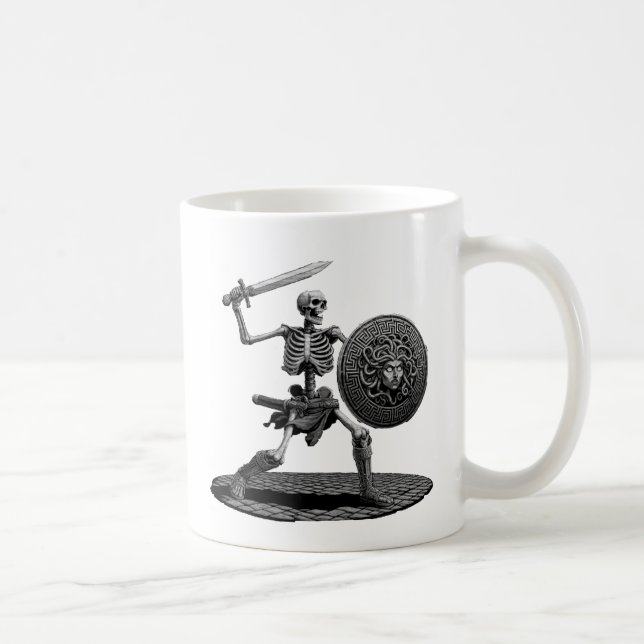 Taza De Café Esqueleto con espada y escudo (Derecha)