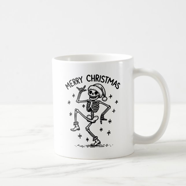 Taza De Café Esqueleto de baile navideño (Derecha)