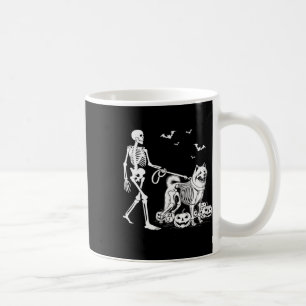 Taza De Café Esqueleto de Halloween Caminando Perro Samoyed