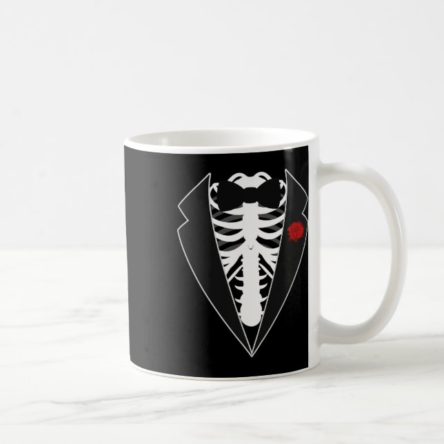 Taza De Café Esqueleto de Halloween Disfraz de Tuxedo (Derecha)