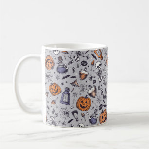 Taza De Café Esqueleto de Halloween vintage y patrón de pocione