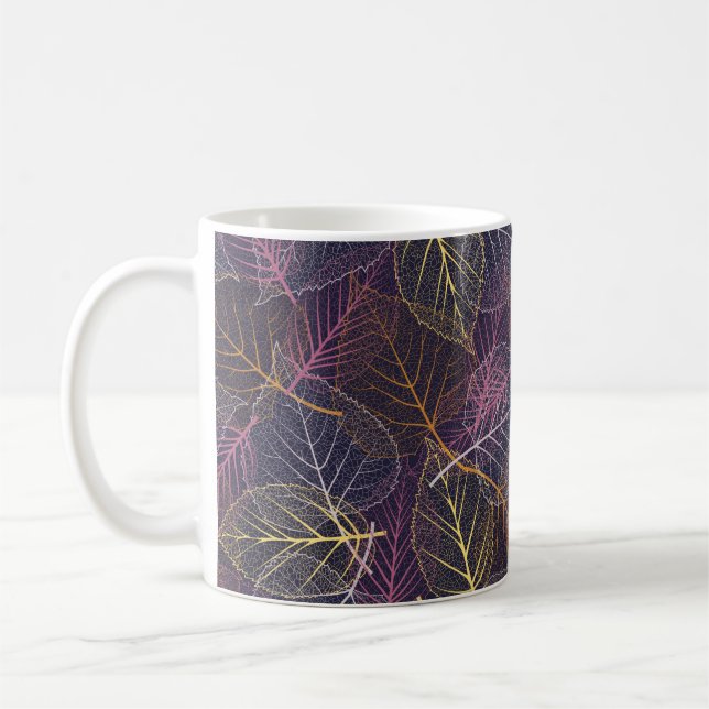 Taza De Café Esqueleto de hoja sin soldadura, fondo con carbón (Izquierda)