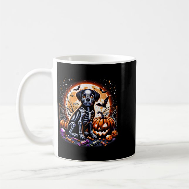 Taza De Café Esqueleto de Perro Halloween (Izquierda)