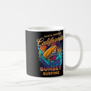 Taza De Café Esqueleto de surf de Santa Mónica atardecer