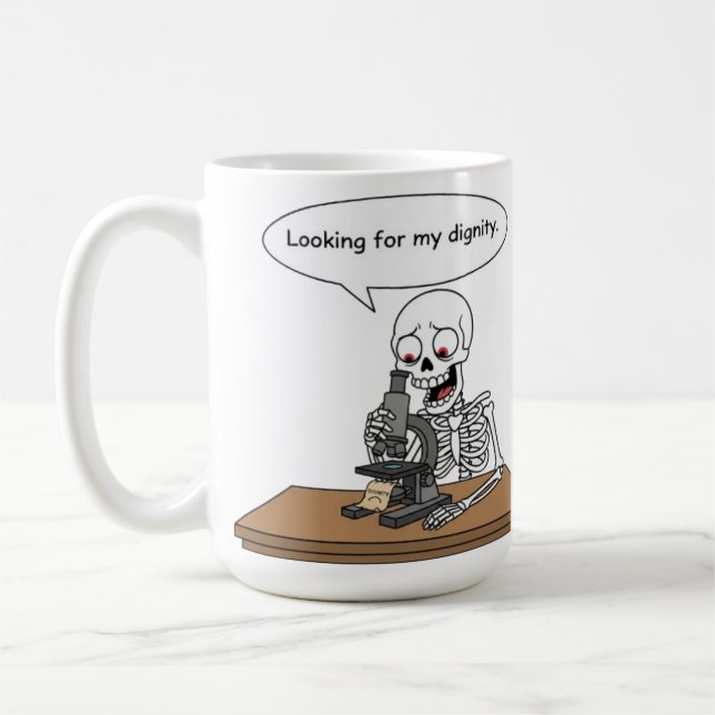 Taza De Café Esqueleto Divertido Buscando Dignidad (Izquierda)