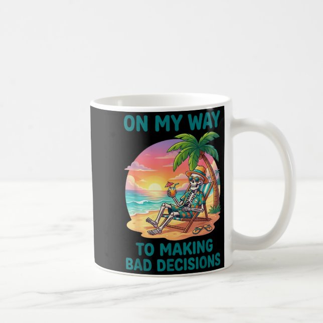 Taza De Café Esqueleto divertido camino a tomar malas decisione (Derecha)