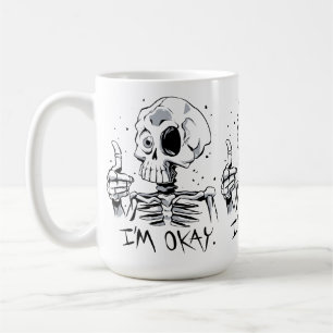 Taza De Café Esqueleto Divertido con el Mensaje 'Estoy Bien'