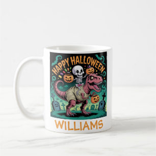 Taza De Café Esqueleto en T-Rex Momia – Espeluznante Jinete de