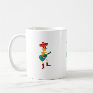 Taza De Café Esqueleto Festivo Tocando Guitarra