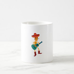 Taza De Café Esqueleto festivo tocando la guitarra