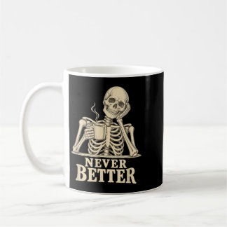 Taza De Café Esqueleto gótico divertido de café Halloween cafeí